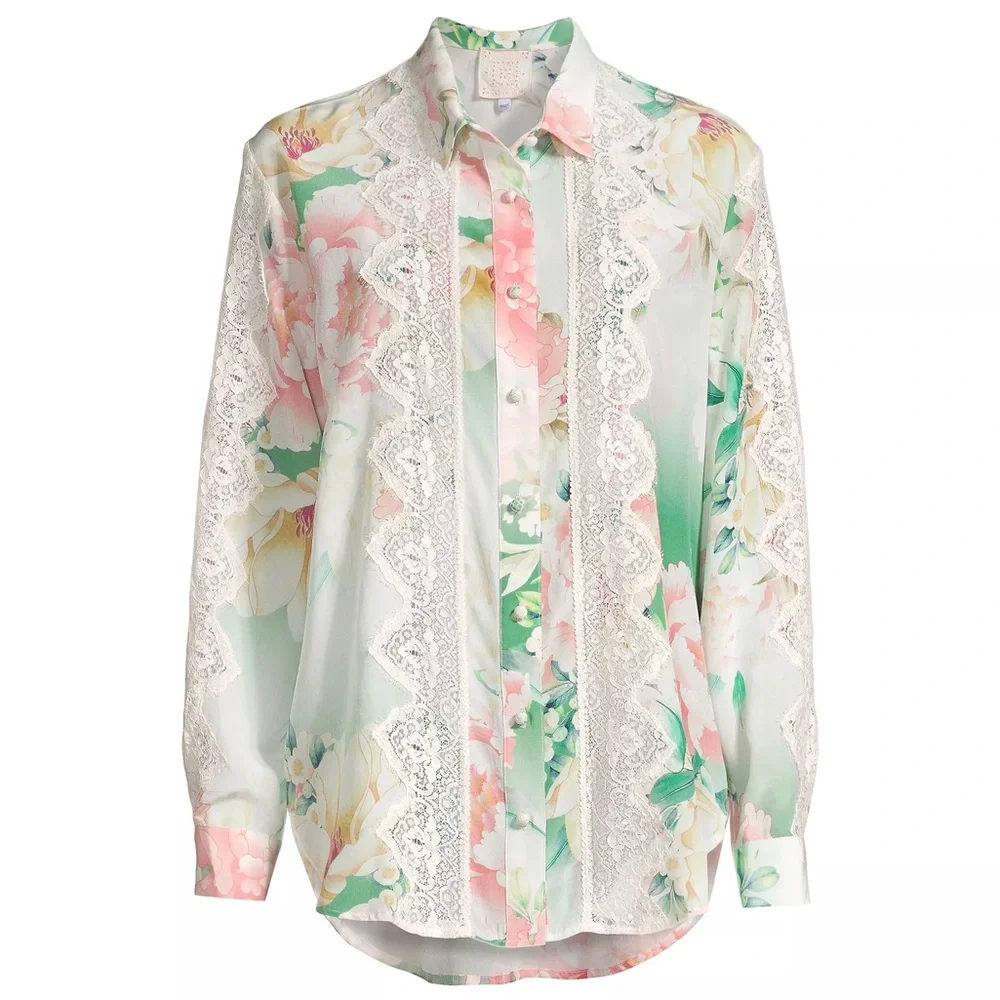 JOHNNY WAS Ruksana Floral Silk Shirt - Picture 1 of 5